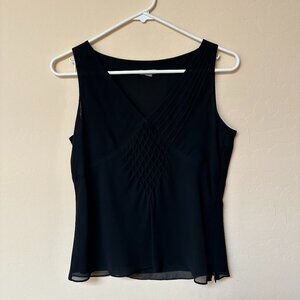 Lovely Black Silk Blouse with Diamond Shaped Stitching/ Size 2